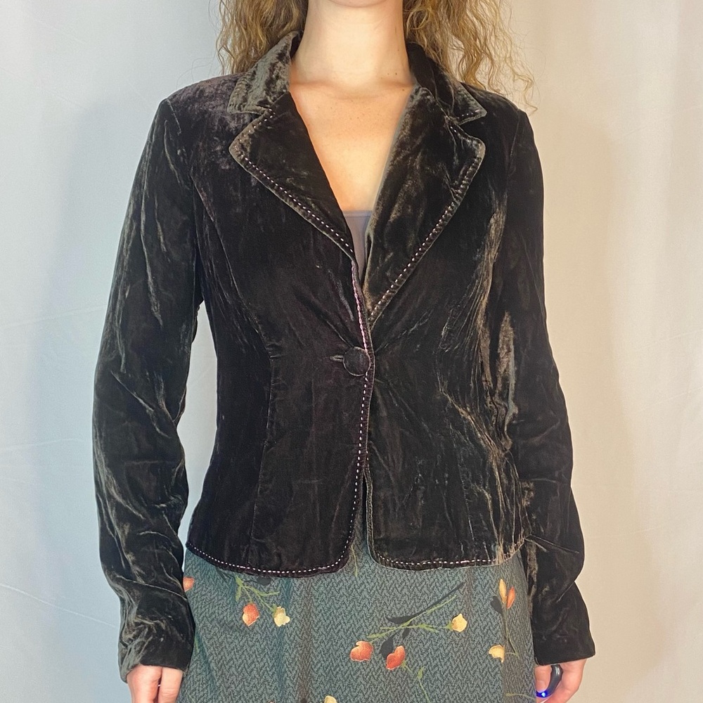 Iz Byer brown velvet blazer jacket